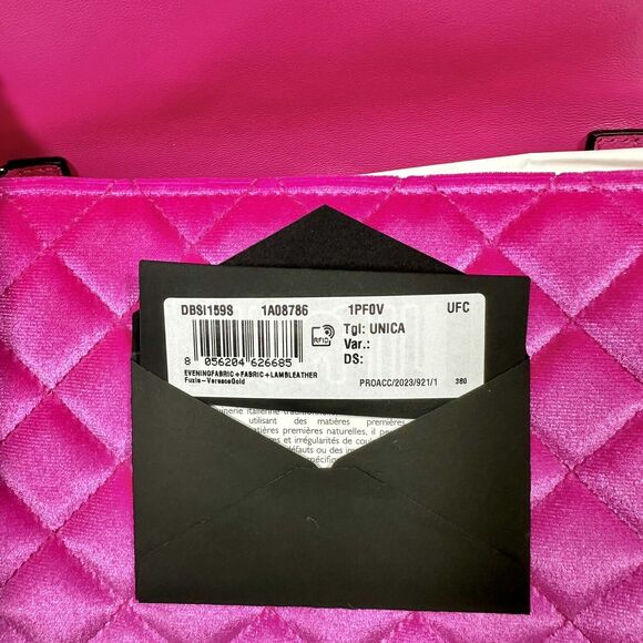 Versace Medusa Velvet Quilted Leather Wallet On Chain Clutch Fuchsia Pink NWT - Picture 9 of 12